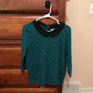 Green and black polka dot sweater